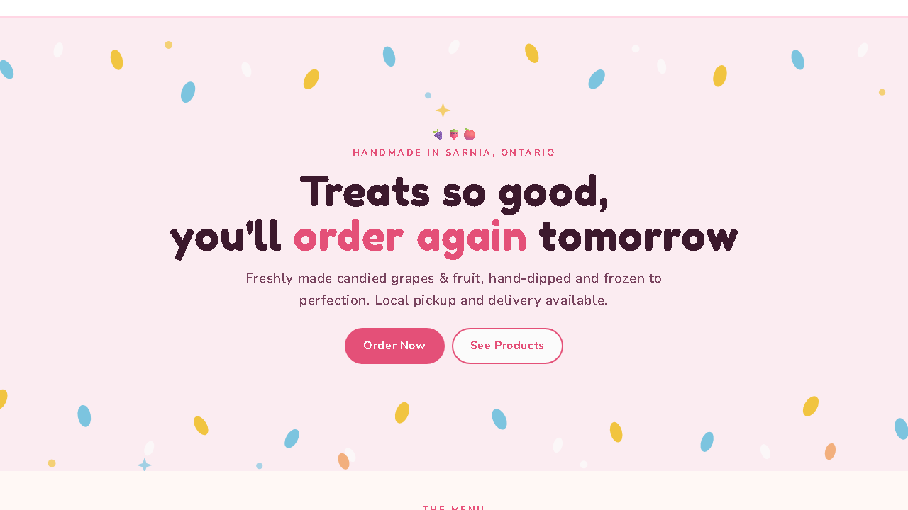 Candied Fruit Creations homepage screenshot